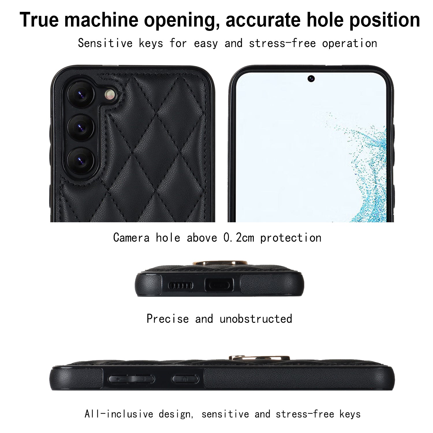 For Samsung Galaxy S23 Phone Case PU Leather TPU Imprinted Rhombus Grid Pattern Back Cover with Ring Kickstand For Samsung Galaxy S23 Phone Case PU Leather TPU Imprinted Rhombus Grid Pattern Back Cover with Ring Kickstand